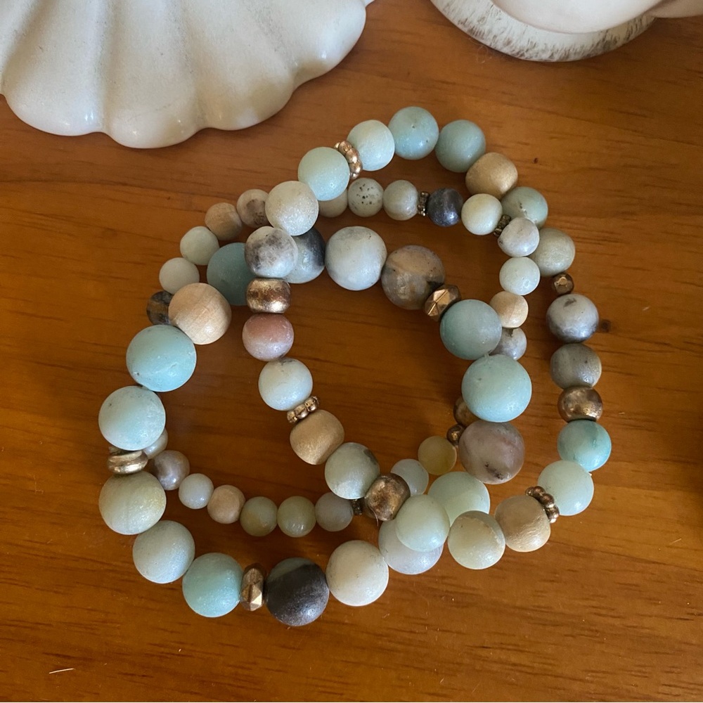 Matte Amazonite Bracelet Set - Picture 2 of 5